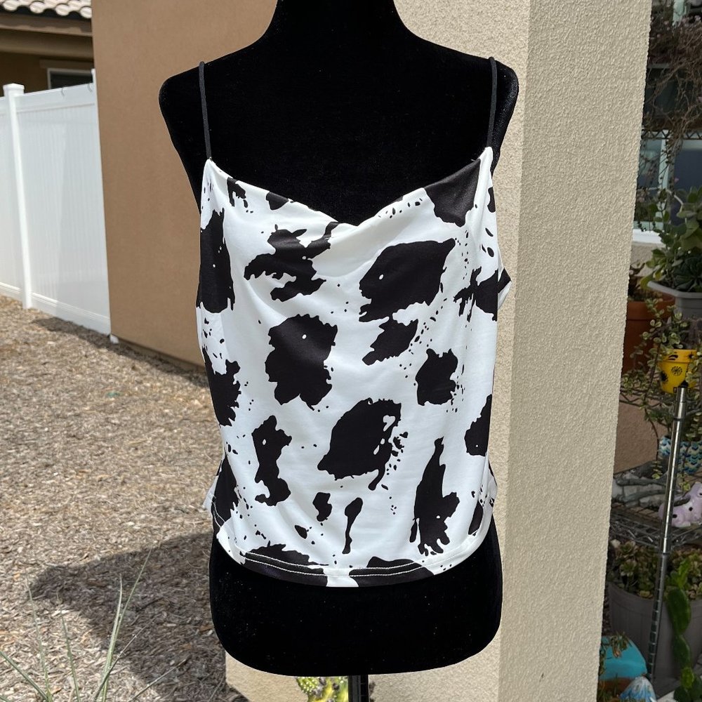 Shein Cow Print Camisole Crop Top Women Size Large